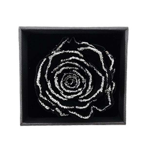 Trandafir criogenat in cutiuta cu sertar si cercei eleganti, negru