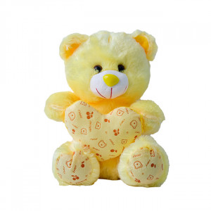 Ursulet de plus Coco, cu inimioara, inaltime 30cm, Galben
