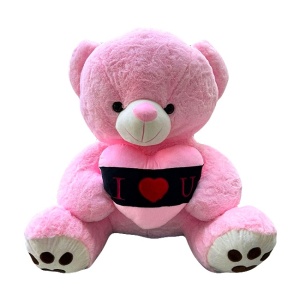 Ursulet de plus Lolo, cu inimioara, inaltime 57 cm, Roz