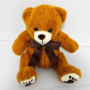 Ursulet de plus Rony, cu fundita, Inaltime 25 cm, Maro - Img 5