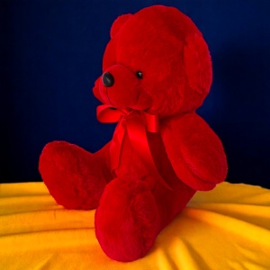 Ursulet de plus Tobi, cu fundiță, Inaltime 24 cm, Rosu - Img 2