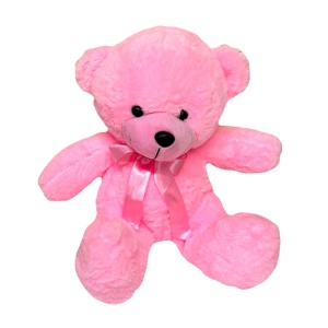 Ursulet de plus Tobi, cu papion, Inaltime 24 cm, Roz