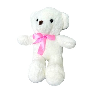 Ursulet de plus Tobi, cu fundiță, Inaltime 33 cm, Alb - Img 5
