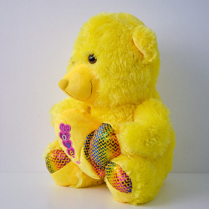 Ursulet de plus Twinkle, cu inimioara, inaltime 37 cm, Galben