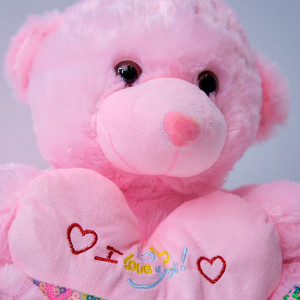 Ursulet de plus Twinkle, cu inimioara, inaltime 37 cm, Roz Deschis