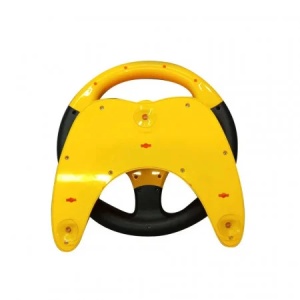 Volan interactiv pentru copii Learning Simulate Driver, cu sunete, butoane si ventuze pentru fixare, Galben-Negru, 3 ani+ - Img 6