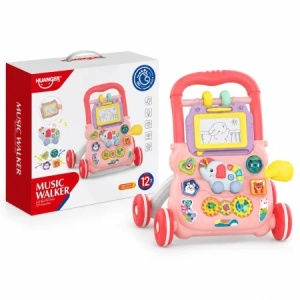 Antepremergator interactiv Music Walker, cu tabla de desen, muzica si centru de activitati, roz, 12 luni+ - Img 3