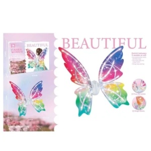 Aripi de zana cu LED pentru copii, multicolore, 67 cm, cu lumini si efecte, Fairy Wings