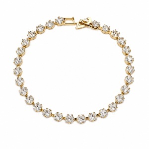 Bratara eleganta tip Tennis cu cristale zirconiu cubic, in cutie cadou, Auriu - Img 5