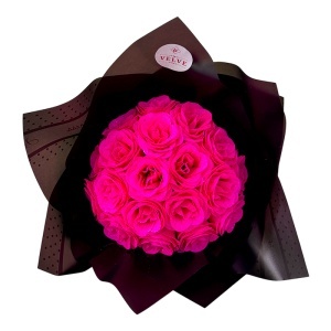 Buchet Glitter Roses cu 19 trandafiri roz decorativi, buchet premium ambalat elegant, 40 cm - Img 4