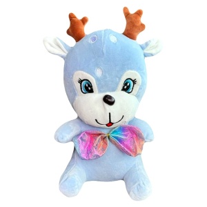 Caprioara din plus Azura, cu papion, Inaltime 35 cm, Bleu