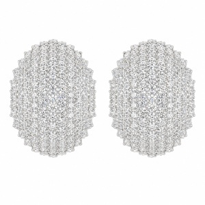 Cercei eleganti bombati cu cristale zirconiu cubic pave, in cutie cadou, Argintiu - Img 3
