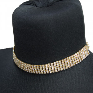 Colier Choker cu pietre semipretioase, la baza gatului, auriu, CK016