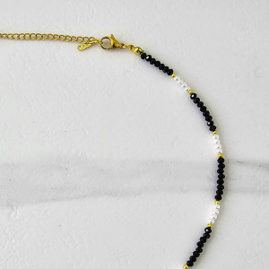 Colier choker Tennis, cu margele fațetate si lungime reglabila, Negru3
