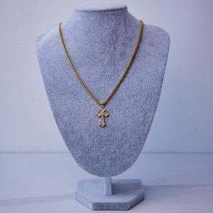 Colier unisex din inox, Hope, cu pandativ tip cruce, ambalat in cutie deosebita, White Crystal 2