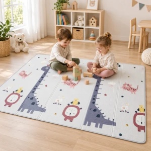 Covor de joaca pliabil si reversibil Dino, imprimeu dinozauri si circuit auto, 200 x 150 cm - Img 2