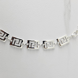 Curea metalica decorativa Silver Maze, cu inchidere reglabila, Argintiu 2
