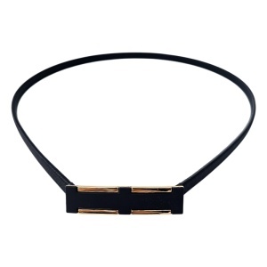 Curea metalica elastica Onyx Shell, accesoriu elegant pentru talie cu catarama evantai si cristale, Negru Metalic