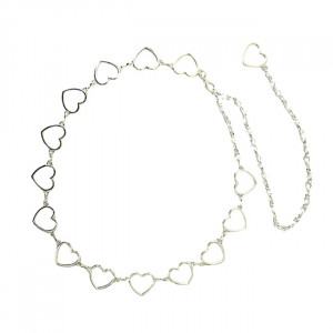 Curea metalica Heart in Love, cu lant reglabil, Argintiu