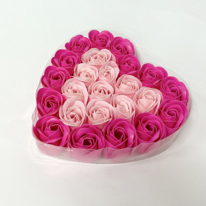 Cutie Acetofan in forma de inima cu trandafiri de sapun, Roz