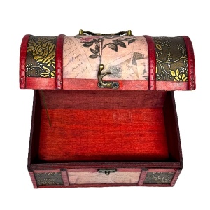 Cutie din lemn, pentru accesorii, cu aspect de cufar 22x15x14 cm, Clasic
