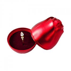 Cutie metalica eleganta Liftable Rose, in forma de trandafir, cu suport deosebit pentru ambalare accesorii de tip cadou, Rosu 2