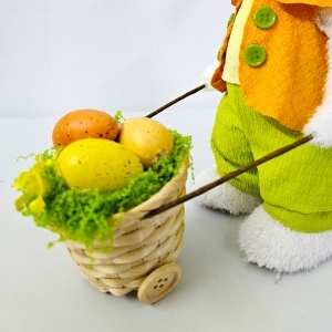 Decoratiune pentru Paste, iepuras cu cosulet si oua, 33 cm - Img 3