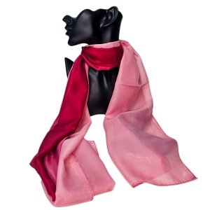 Esarfa satinata de dama, in cutie eleganta, roz degrade, 163x50 cm - Img 2