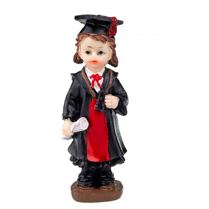 Figurina din rasina, absolventa cu diploma, 16 cm, negru-rosu