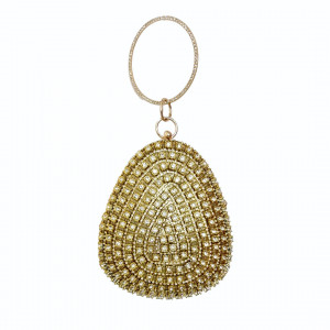 Geanta de ocazie, Glitter Drop, cu maner rotund fix si lant detasabil, Auriu - Img 4