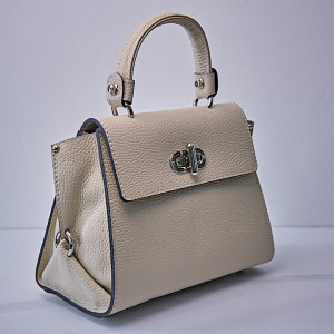 Geanta eleganta, PoshPurse, din piele naturala, de tip business si inchidere laterala, Bej