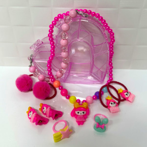 Gentuta pentru fetite, in forma de inima, cu accesorii pentru par - Img 3
