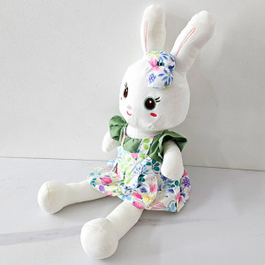 Iepuras de plus Easter Rika, cu rochie si outfit de primavara, inaltime 30 cm, Verde 2
