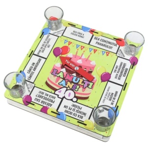 Joc „La multi ani!” cu 4 pahare shot, 25×25 cm - Img 5