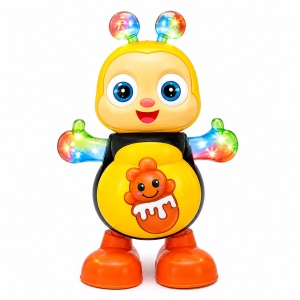 Jucarie interactiva Happy Bee, albinuta dansatoare cu muzica si lumini, 21 cm