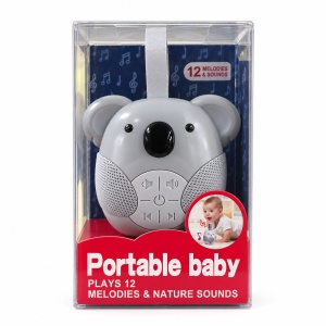 Jucarie muzicala Koala pentru bebelusi, 12 melodii si sunete din natura, volum reglabil, gri, 0 luni+
