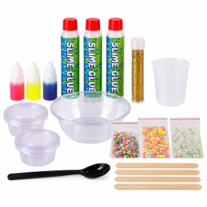 Kit complet pentru preparat slime DIY, lipici, coloranti, sclipici si decoratiuni, multicolor, 6+ ani - Img 4