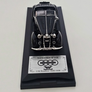 Macheta auto masina vintage Wanderer W25K Roadster 1936, model colectie 1:32 cu vitrina, negru - Img 3