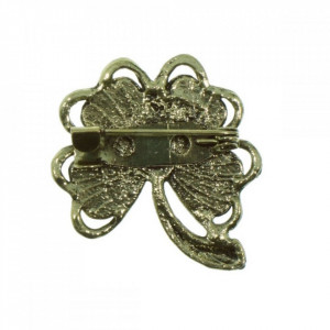 Martisor brosa, trifoi cu patru foi, piatra verde - Img 3
