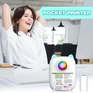 Mini imprimanta foto portabila Bluetooth, termica, 203 DPI, baterie 1000mAh, pentru poze, stickere si notite - Img 5
