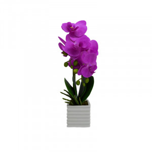 Orhidee cu aspect natural in ghiveci ceramic patrat alb, 35 cm - Img 6