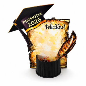 Pachet absolvire PROMOTIA 2026, cu suport birou, pix touchscreen, breloc si decoratiune din lemn - Img 3