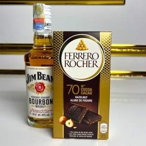 Pachet barbati Gentleman Premium, agenda vintage, whisky Jim Beam 200 ml, Ferrero Rocher, set pix si breloc - Img 4
