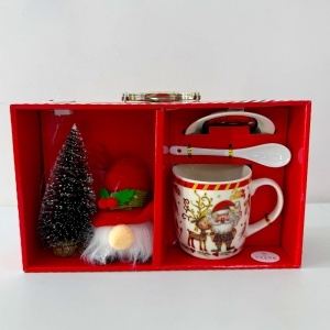 Pachet de Craciun, cu spiridus decorativ si set ceramic Santa's Milk Dinner, in cutie tematica, Model IV, 29x17x89 cm - Img 5