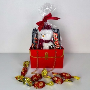 Pachet Secret Santa, pentru copii, cu Om de zapada si dulciuri, in punga cadou - Img 4