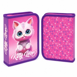Penar echipat Kitty Love, 1 fermoar, 2 extensii, 32 piese, roz
