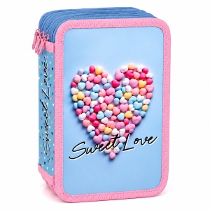 Penar echipat Sweet Love, 3 fermoare, 38 piese, bleu-roz - Img 4