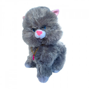 Pisicuta de plus Myau, cu sunete realiste si accesorizata cu colier, 35 cm, Gri