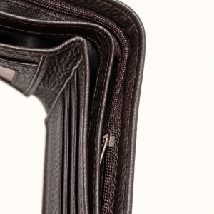 Portofel barbati din piele ecologica, in cutie cadou, 11 x 9,5 cm, Maro inchis - Img 4