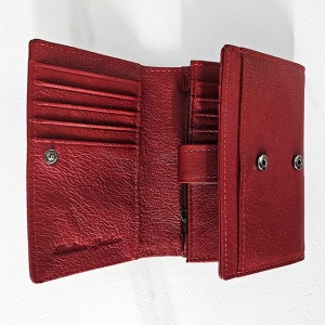 Portofel dama Leather Collections din piele naturala, in cutie orange, 10x13 cm, Rosu - Img 4